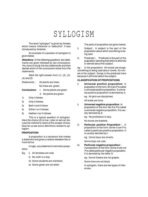 Syllogism | PDF | Proposition | Inference