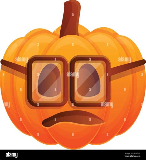 Pumpkin With Eyeglasses Icon Cartoon Of Pumpkin With Eyeglasses Vector Icon For Web Design