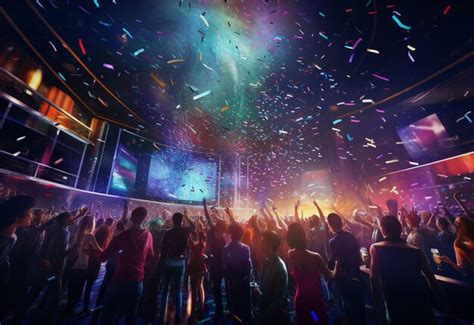 Premium AI Image | Party scene from a festive night club with happy ...