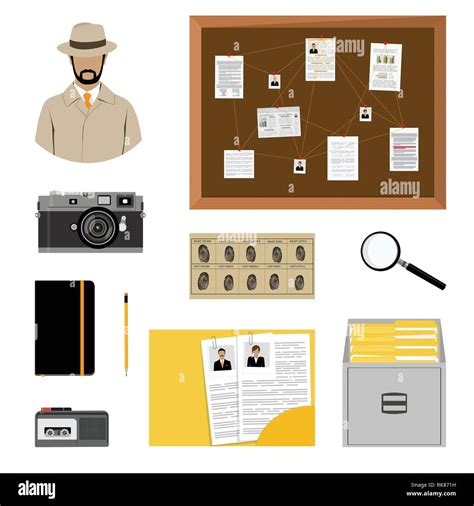 El Detective Investigador Conjunto De Iconos Vectoriales Ilustraci N