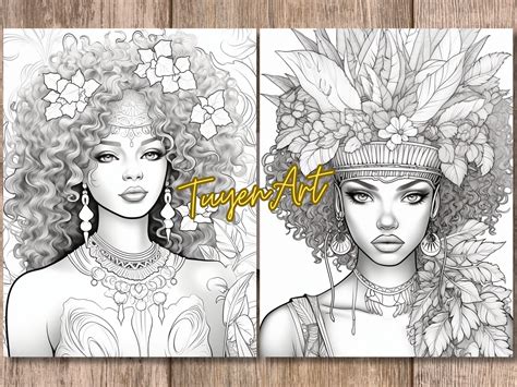 Portraits Of Beautiful Black Women Vol 2 Black Women Beauties Portrait Coloring Pages For