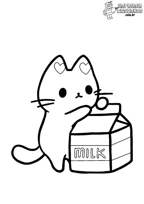 Gatinho Fofo Kawaii Para Colorir Imprimir Desenhos