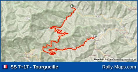 SS 7 17 Tourgueille stage map Critérium des Cévennes 1988 Rally