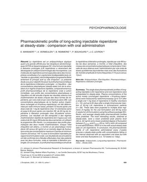 PDF Pharmacokinetic Profile Of Long Acting Injectable Risperidone At