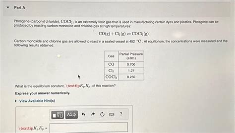 Solved Phosgene Carbonyl Chloride Cocl2 Is An Extremely