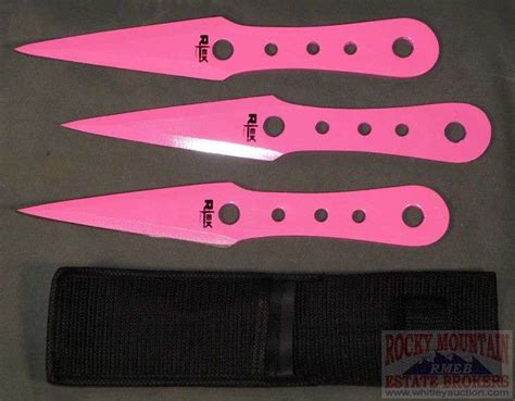 New R Tek 3 Piece Double Sided Pink 10 Throwing Knife Set W Black