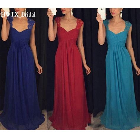 Royal Blue Long Bridesmaid Dresses 2018 Elegant A Line Burgundy Lace