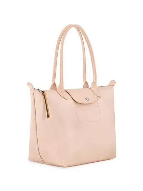 Tas LONGCHAMP Le Pliage City Medium Tote Long Handle Leather Nude