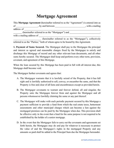 Mortgage Agreement Template Fill Out Sign Online And Download Pdf