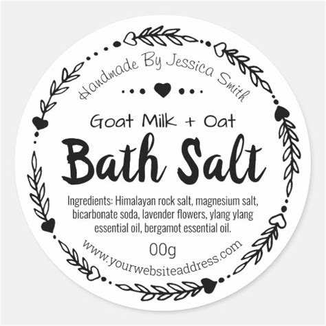 Sticker Label For Homemade Bath Salt Soak