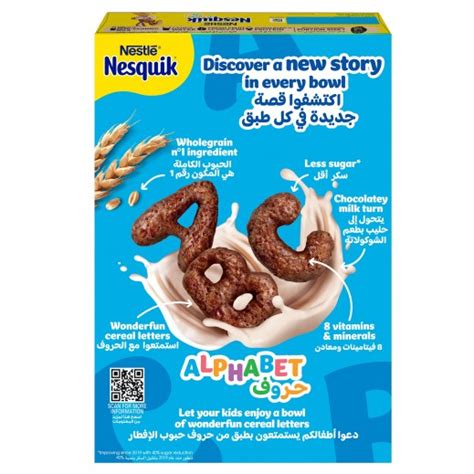 Buy Nesquik Whole Grain Less Sugar Alphabet Corn Flakes G