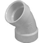 Canplas 192502 Sanitary Pipe Elbow 2 In Hub 45 Deg Angle PVC White