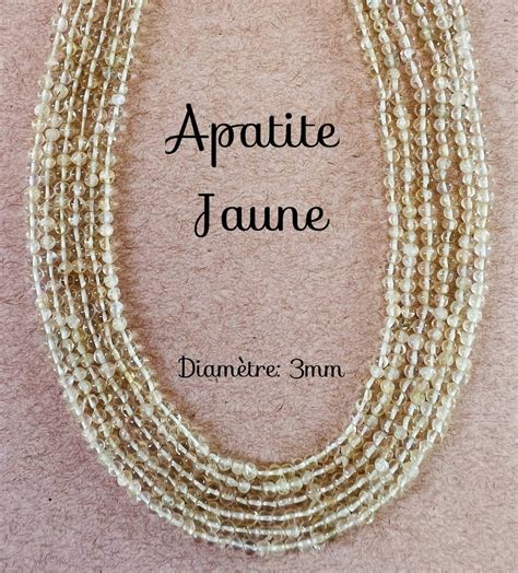 Fil De Perles Rondes Perfor Es D Apatite Jaune Mm Materiel Pour