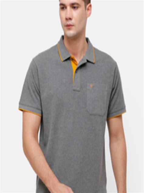 Buy Classic Polo Men Grey Melange Polo Collar T Shirt Tshirts For Men