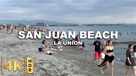 Crowded Beach Walking Tour At San Juan La Union 4k Hdr Philippines