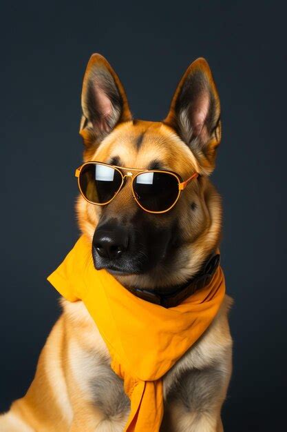 Un Perro Divertido Vestido Con Gafas De Sol En El Fondo Amarillo O