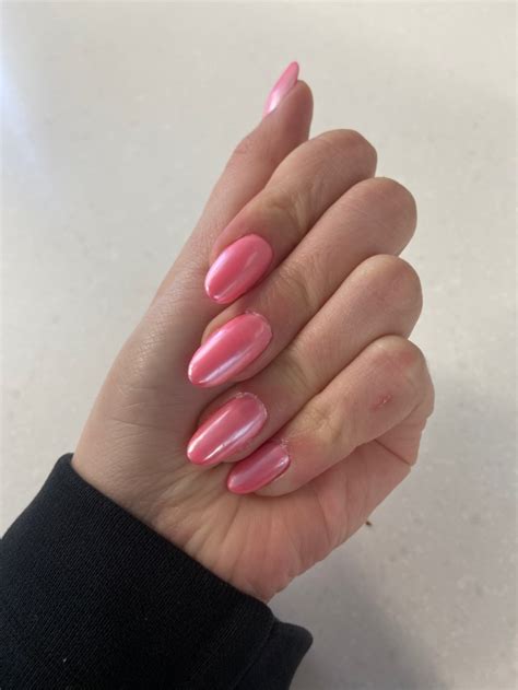 Pink Chrome Nails With Coffin Tips Vibrant Guide