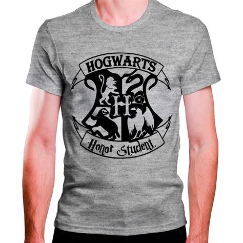 Camiseta Masculina Cinza Harry Potter Hogwarts Ref Shopee Brasil