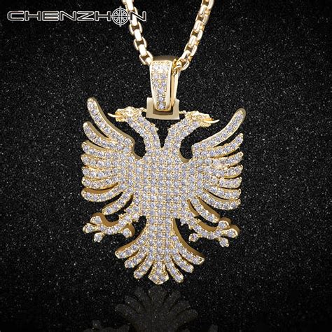 Albanian Two Headed Eagle Pendant Men S Iced Kosova Serbia Double