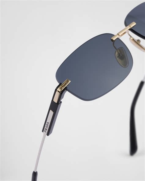 Graphite Lenses Sunglasses With Iconic Metal Plaque Prada