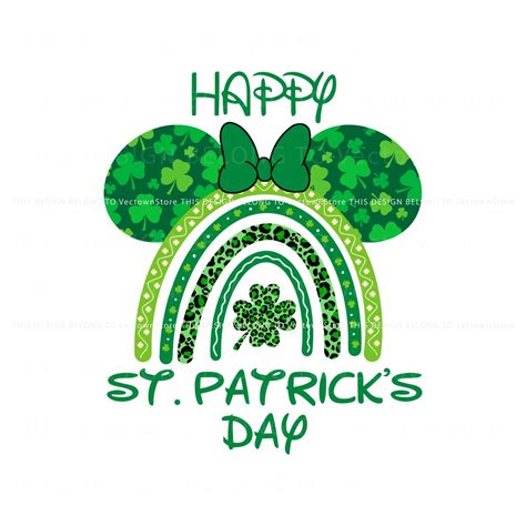 Disney Minnie Head Happy St Patricks Day Svg