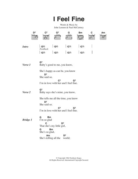 I Feel Fine By The Beatles Guitar Chordslyrics Guitar Instructor