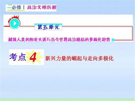 【学海导航】福建省2012届高考历史第1轮复习 第5单元 考点4新兴力量的崛起与走向多极化课件 人民版必修1word文档在线阅读与下载无忧文档