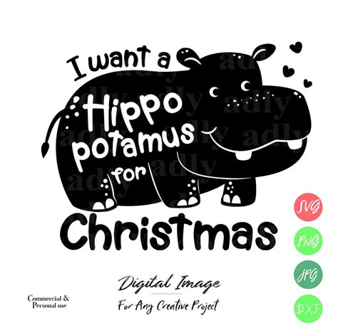 I Want A Hippopotamus For Christmas Svg Svg Files For Cricut Etsy