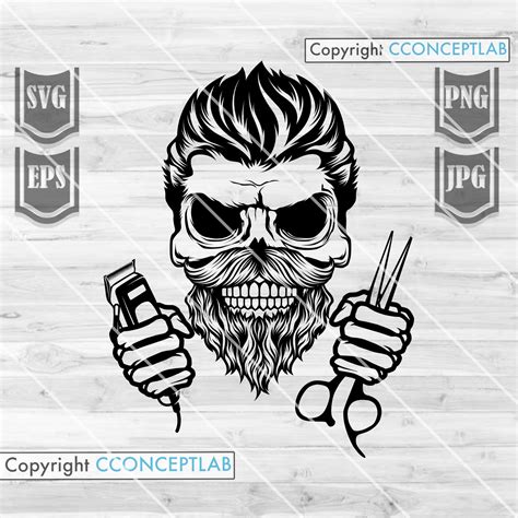 Barber Skull Svg File Barbershop Monogram Svg Barbershop Etsy