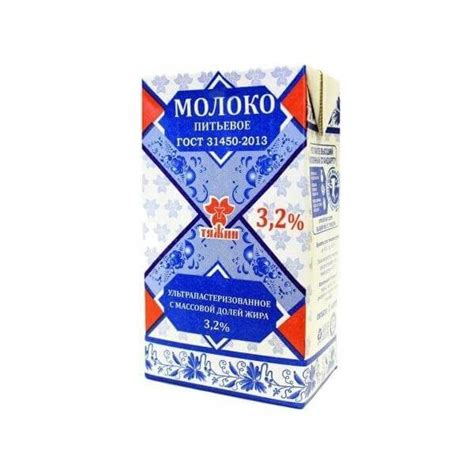 Молоко Тяжин ультрапаст. ГОСТ 3,2 % 1л - ЕдуДомой