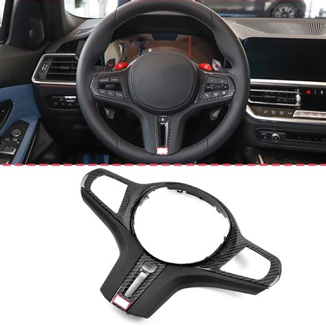 Carbon Fiber Car Steering Wheel Panel Decoration Cover Trim For Bmw