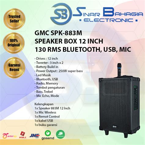 Jual Gmc Spk M Speaker Box Inch Rms Bluetooth Usb Mic New