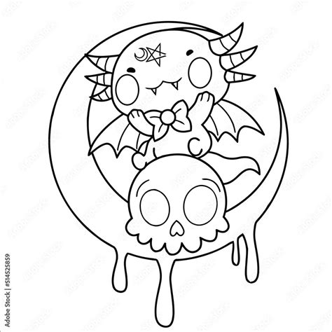 Pastel Goth Coloring Page For Kids | Creepy Kawaii Coloring Page ...