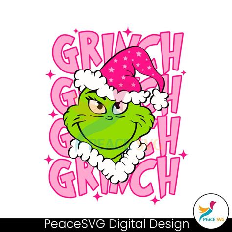 Cute Pink Grinch Christmas Hat SVG Instant Download » PeaceSVG