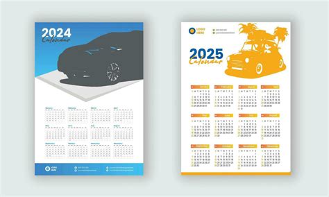 Calendar 2024 2025 Vector Calendar Design Set The Week Starts On