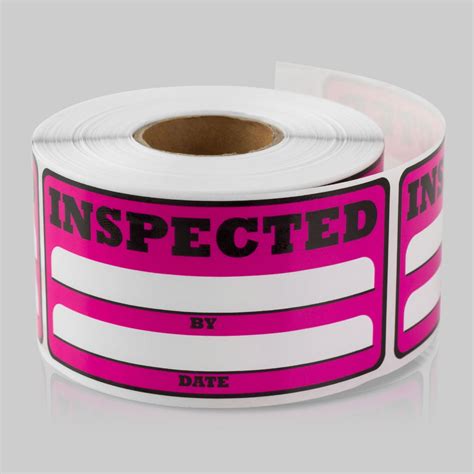 Inspected Stickers (3 x 1.5 inch, 300 Stickers per Roll, Pink 5 Rolls ...