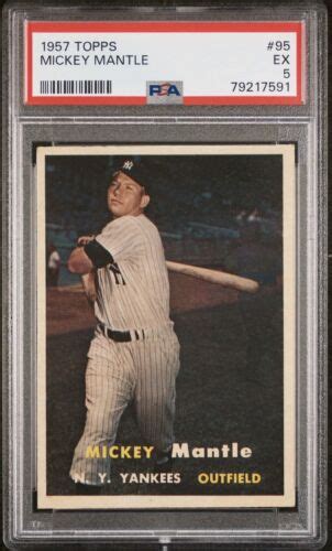 Mickey Mantle 1957 Topps 95 Baseball Card PSA 5 Excellent Centered