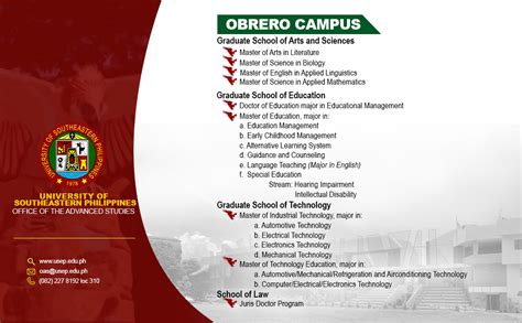 Usep Graduate Program Offerings Ay 2021 2022 University Of