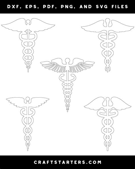 Caduceus Outline Patterns Dfx Eps Pdf Png And Svg Cut Files