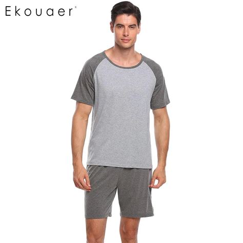 Ekouaer Hommes Pyjama Ensemble V Tements De Nuit Manches Courtes