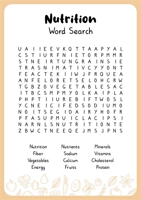 Nutrition Puzzles Word Search 10 Free PDF Printables Printablee