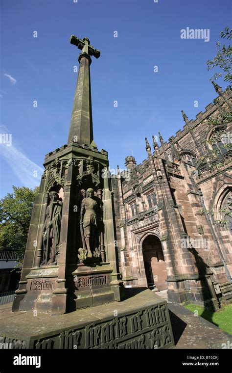 City Of Chester England Memorial Stone Cross At Chester Cathedral