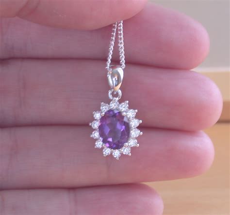 Sterling Silver Amethyst Pendant And Chainsilver Amethyst Necklace Ukamethyst Jewelleryamethyst