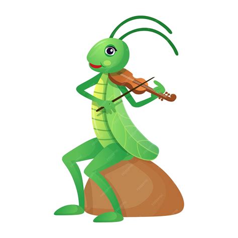 Premium Vector Funny Cartoon Grasshoppergrasshopper Playing The Violin Cartoon Grasshopper