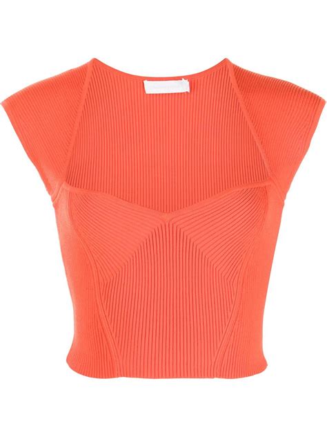 Jonathan Simkhai Abia Ribbed Knit Cropped Top Farfetch Knit Crop