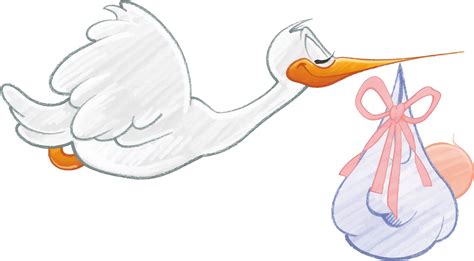 Clipart - Stork Carrying Baby Girl