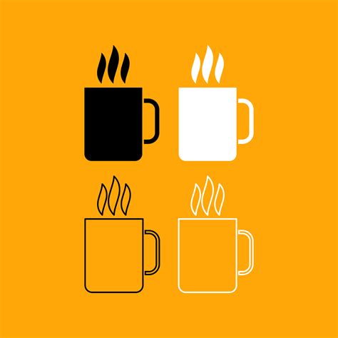 Cup With Hot Drink Set Black And White Icon 6973216 Vector Art At Vecteezy