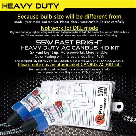 W Hb Heavy Duty Fast Bright Canbus Ac Hid Xenon Conversion Kit