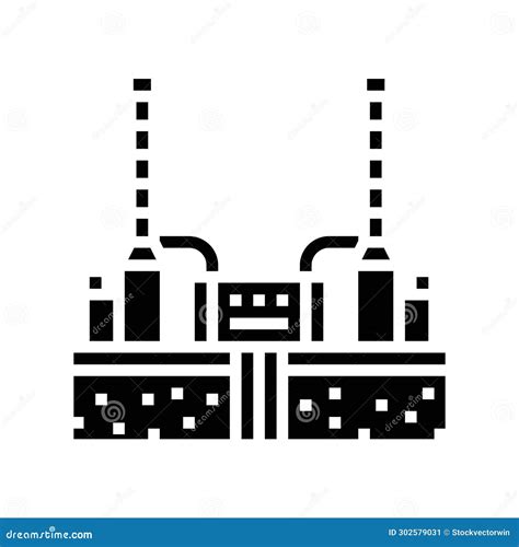 Plant Geothermal Energy Glyph Icon Vector Illustration Stock Vector