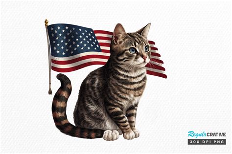 American Patriotic Cat Clipartpng Design Graphic By Regulrcrative · Creative Fabrica